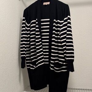 Philosophy Black and White Striped Cardigan